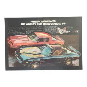 1980 Pontiac Formula Firebird and Trans Am 16x11 Vintage Print Ad 80s Wall Art